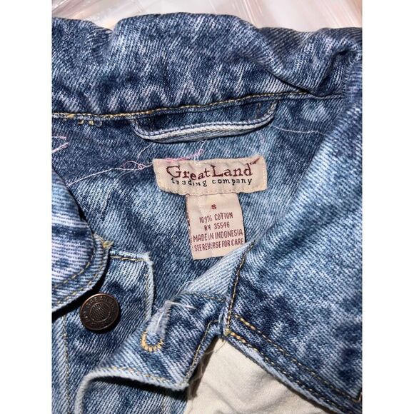 Vintage Greatland Patchwork Jean Jacket Vest Size Small - Picture 5 of 5